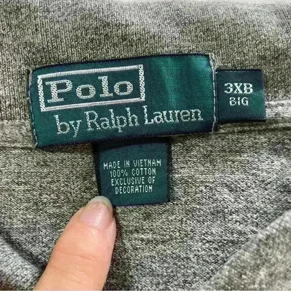 Polo Ralph Lauren Polo Shirt Big Men Size 3XB Long Sleeve Gray Cotton Casual - Picture 3 of 7
